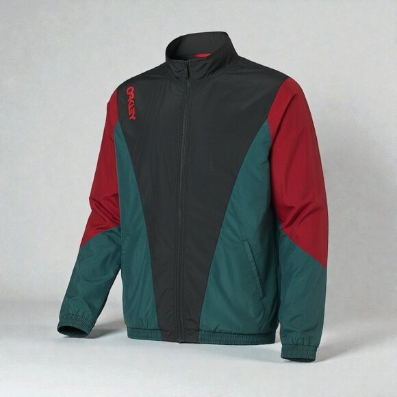 Oakley Mens Track Jacket Size XL NEW Nylon Full Zip Black Colorblock Athletic - Picture 3 of 9